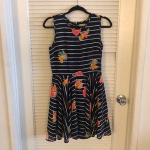 Fit and flare floral striped dress